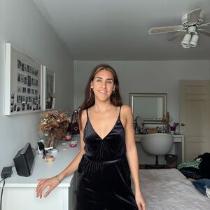 Elegant Black Velvet Jumpsuit